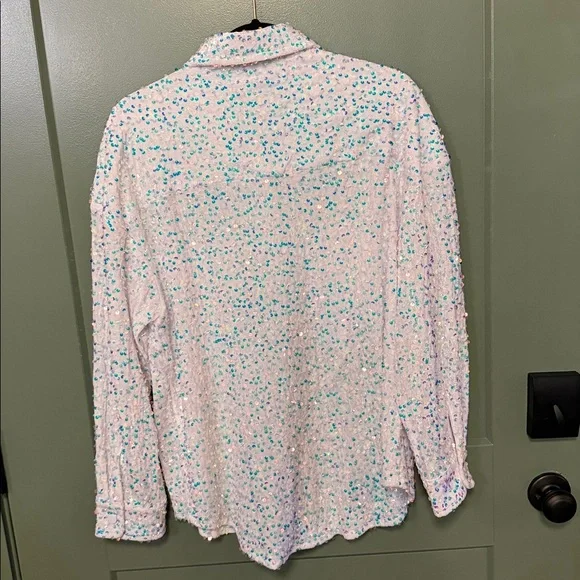 white birch white sequin shimmery top - Picture 5 of 8